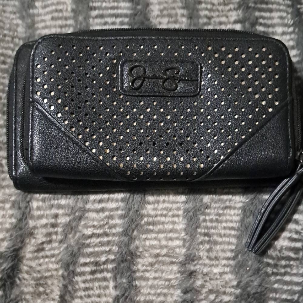 Jessica Simpson Black Wallet with Gold Accents